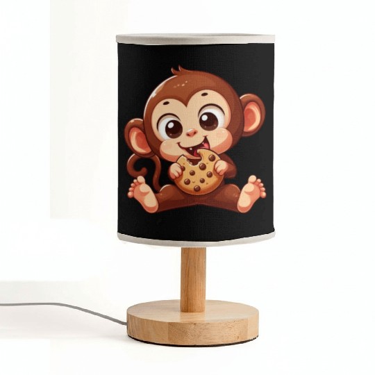 Cute Chimpanzee with Cookie Cartoon Fabric Lamps