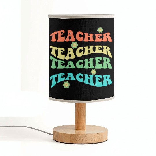 Retro Groovy In My Teacher Era Teacher Life T-Shir Fabric Lamps
