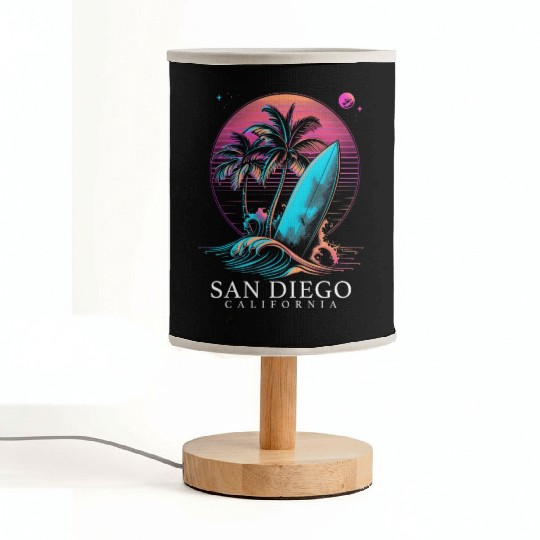 San Diego California Surf Surfer Gift Fabric Lamps