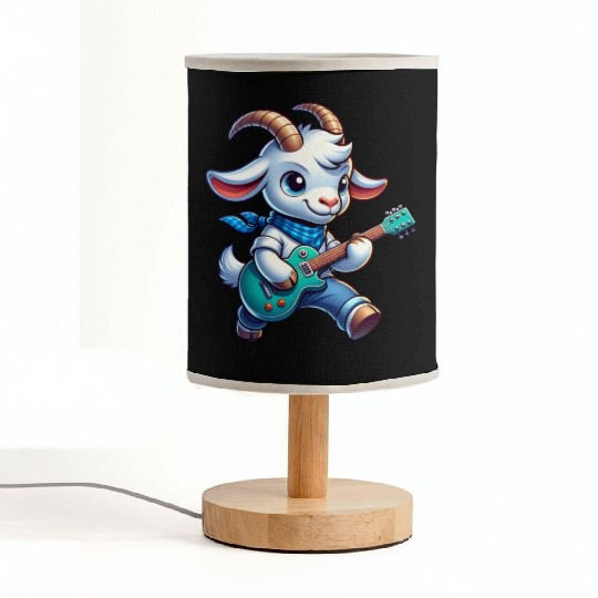 Cute Goat Guitarist E-Guitar Design Fabric Lamps
