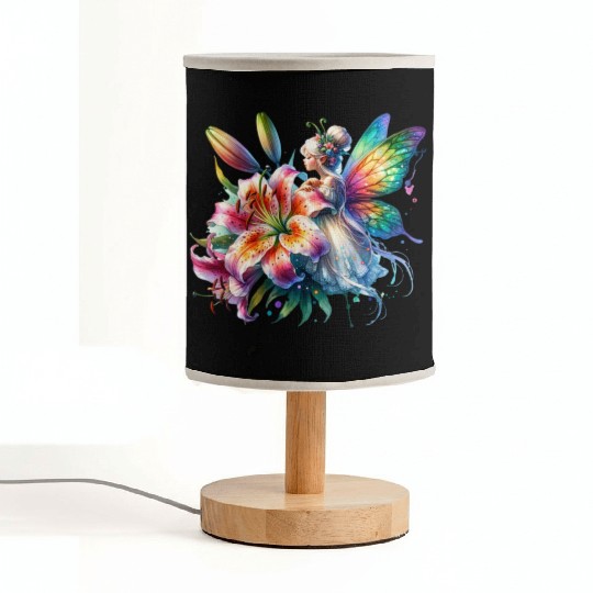 Tiger Lily Fairy Floral Fantasy Watercolor Fabric Lamps
