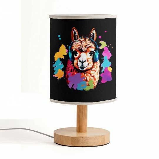 Alpaca in headphones Fabric Lamps