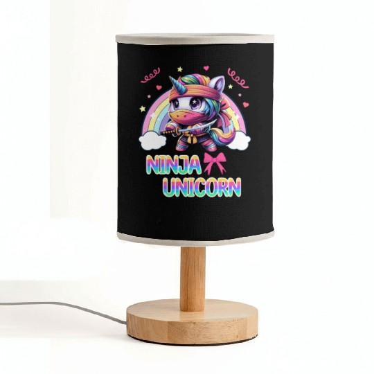 Ninja Unicorn Cute Rainbow Unicorn Fighter Fabric Lamps