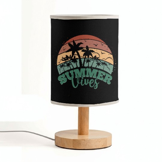 Summer Sunset Palm Tree Vintage 70s 80s Fabric Lamps