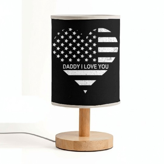 I Love Daddy American Flag Heart Gift Fathers Day Fabric Lamps