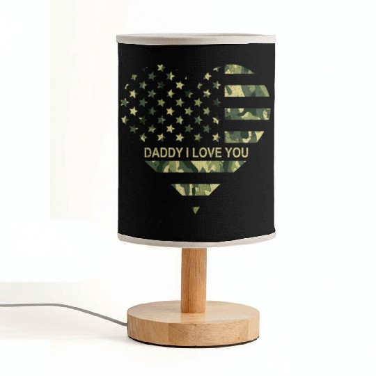 I Love Daddy American Flag Heart Gift Fathers Day Fabric Lamps