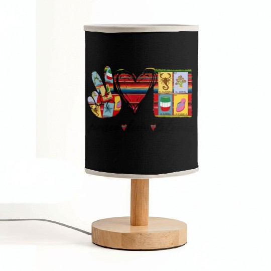 Peace Love Loteria Serape Mexican Bingo Card Fabric Lamps