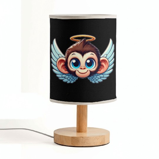 Monkey chimpanzee cartoon angel wings Fabric Lamps