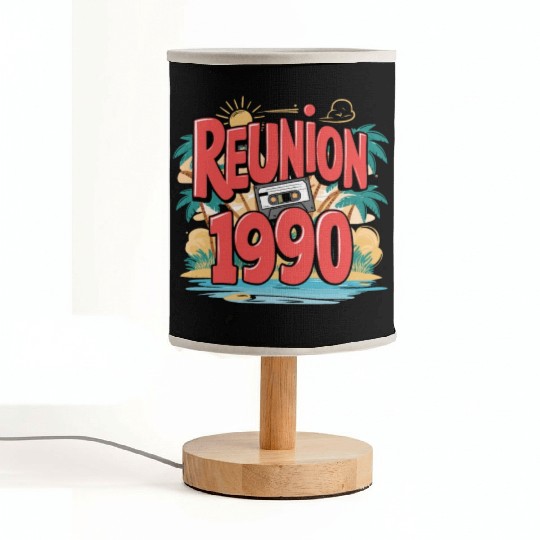 Retro Reunion 1990 Cassette Tape Sunset Beach Fabric Lamps