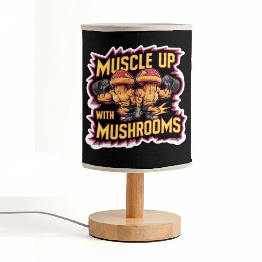 Muscle Up Mushroom Vintage Neon Line Comic Retro Fabric Lamps