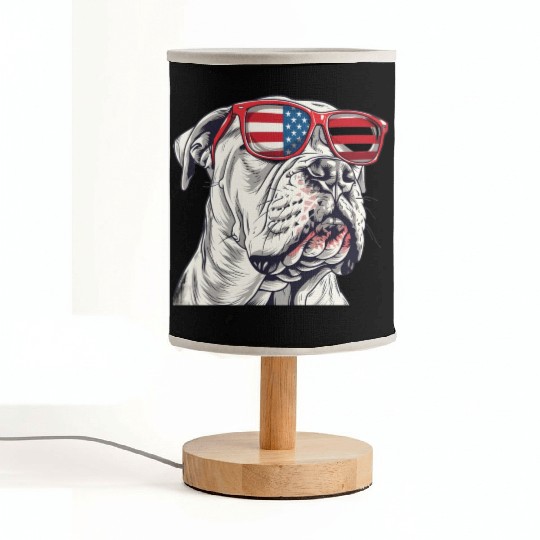 Dogo Argentino dog. 4th of July and memorial day Fabric Lamps