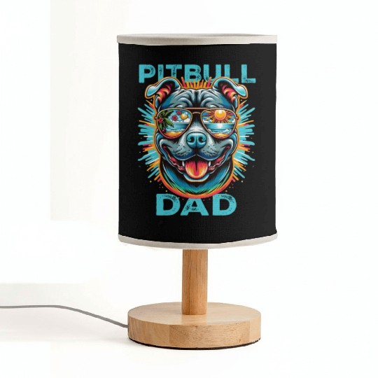PITBULL DAD with summer sunglasses Fabric Lamps