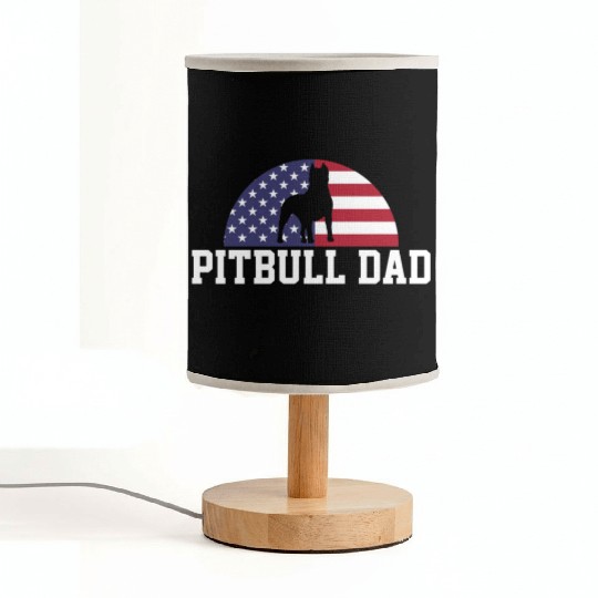 Pitbull Dad Embracing USA Flag Merica Pride Art Fabric Lamps