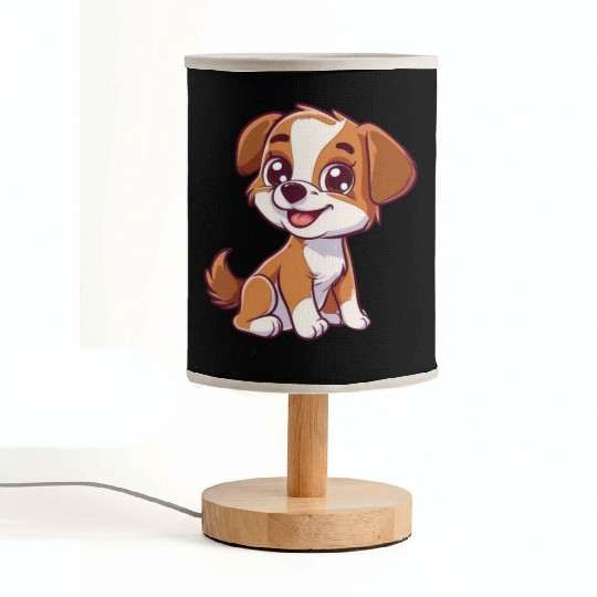 Adorable Brown and White Puppy Smiling Fabric Lamps