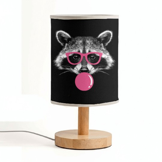 Raccoon Blows Bubblegum - Cute Bubblegum Raccoon Fabric Lamps