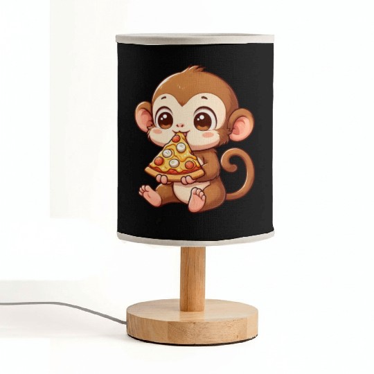 Funny monkey loves pizza humorous chimpanzee Fabric Lamps
