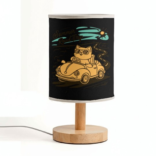 Summer Road Trip Vacation Cat lover Gift Fabric Lamps