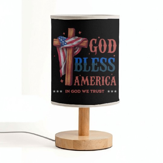 God Bless America Proud Retro US Flag 4th Of July Fabric Lamps