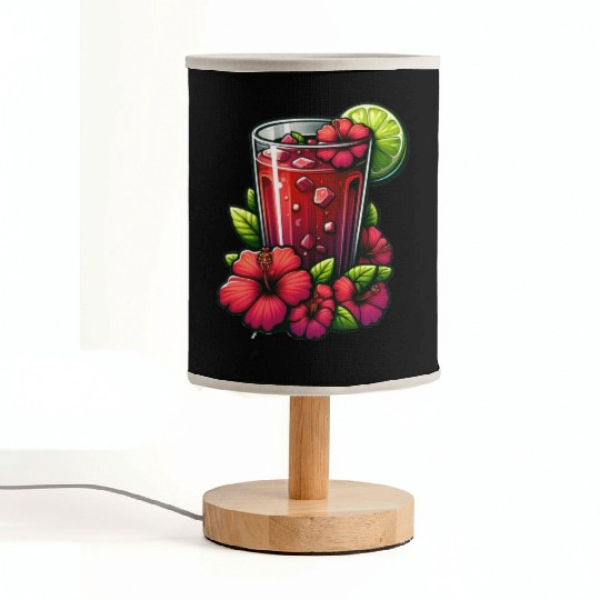 Red Flower Hibiscus Tea Fabric Lamps