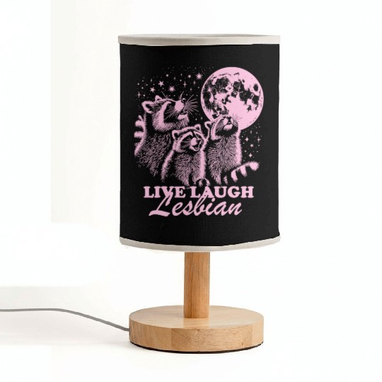 Live Laugh Lesbian Funny Raccoon Lesbian LGBTQ Fabric Lamps