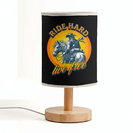 Western American Cowboy Retro Vintage Sunset Fabric Lamps