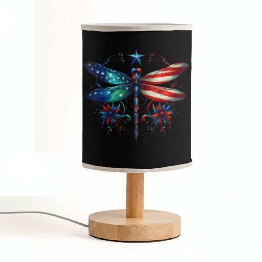American Flag Dragonfly Patriotic 4th of July Fabric Lamps