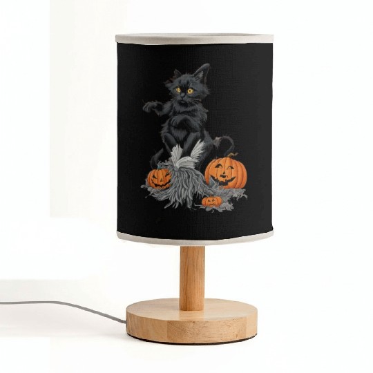 Witchy Black Cat Fabric Lamps