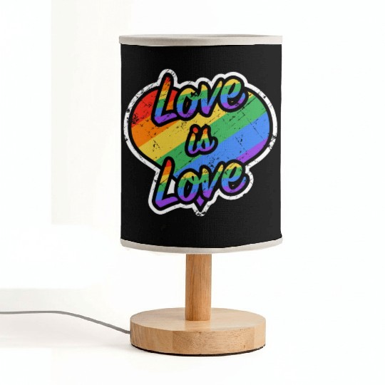 Heart love is love grunge rainbow colored Fabric Lamps