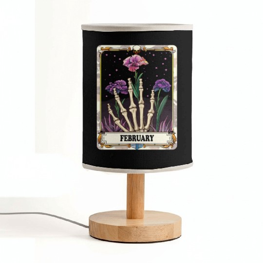 February Gothic Tarot Card - Violet Flower & Skele Fabric Lamps