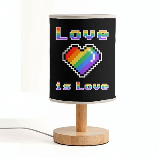 Pixel heart Love is Love rainbow colored Fabric Lamps