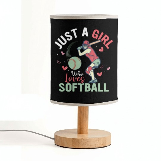 Just A Girl Who Loves Softball Team Baseball Fabric Lamps