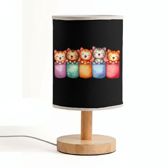 Kittens in colorful pockets Fabric Lamps