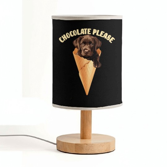 Brown Labrador CHOCOLATE PLEASE Ice Cream Fabric Lamps