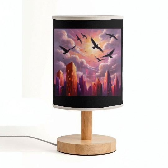 Geometric Twilight City Fabric Lamps
