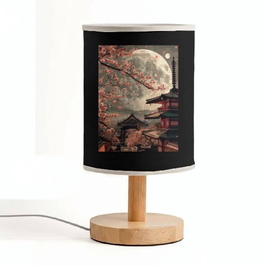 Full Moon in Tokyo Japan Sakura Fabric Lamps