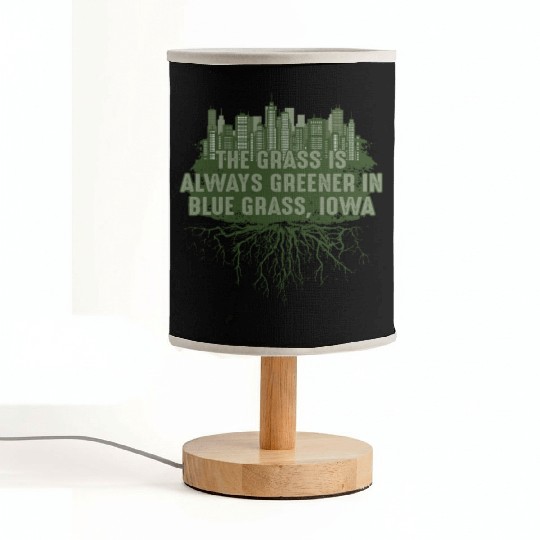 Grass Greener in Blue Grass Iowa Pun IA Joke Des M Fabric Lamps