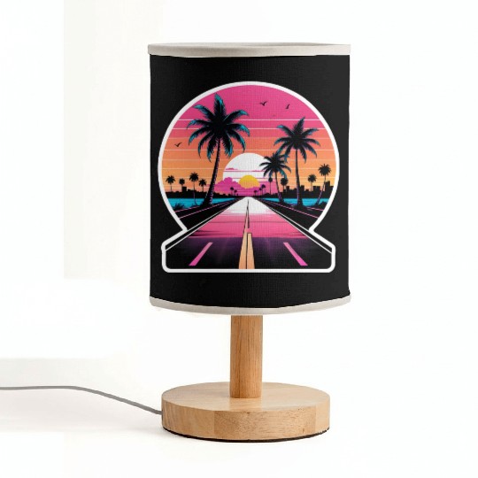 Miami Driving on a lonely Road Fabric Lamps