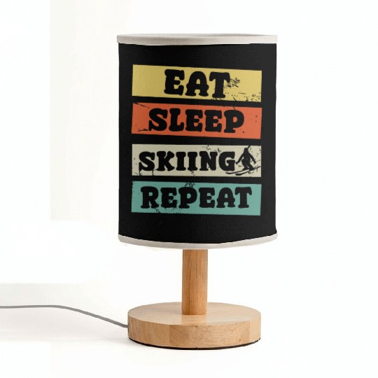 eat sleep skiing repeat Fabric Lamps