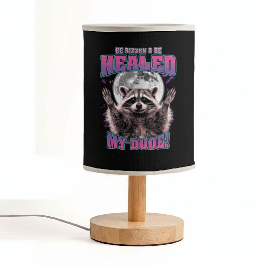 Be Rizzen & Be Healed! Funny Raccoon Bootleg Fabric Lamps