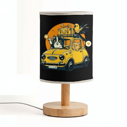 Road Trip by Car : Life's Better with Cat Friends Fabric Lamps