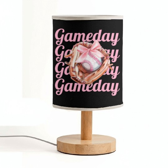 Game Day Coquette Aesthetic Baseball Glove Fabric Lamps