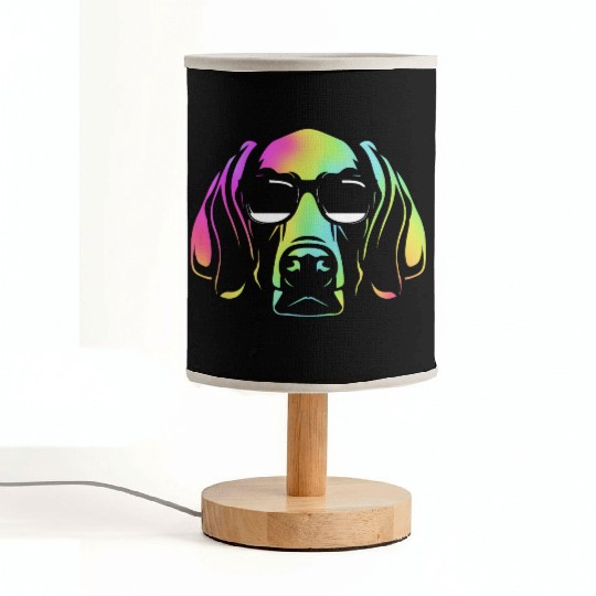 Colorful Weimaraner Dog Wearing Sunglasses Fabric Lamps