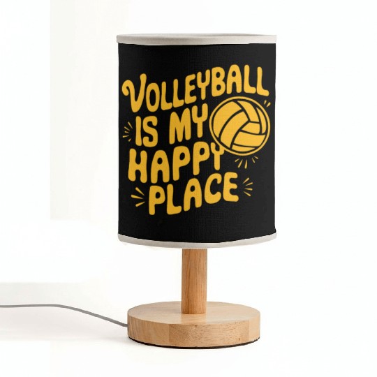 Volleyball Volleyballer Is My Happy Place Fabric Lamps