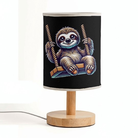 Cute sloth swing cartoon playground animal Fabric Lamps