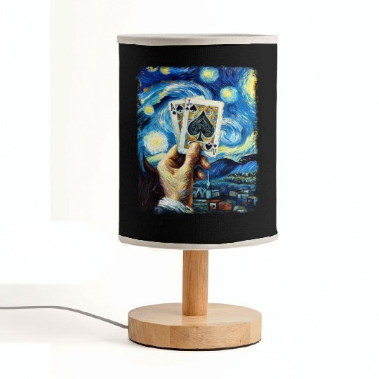 Blackjack Gambling Cards Starry Night Painting Fabric Lamps