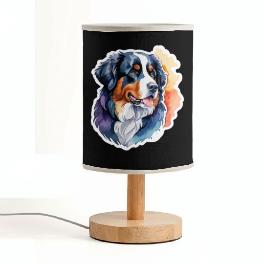 Bernese Mountain Dog Watercolor Fabric Lamps