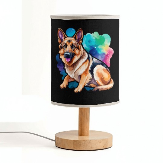 German Shepherd Watercolor Fabric Lamps