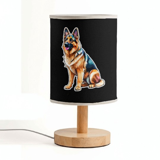 German Shepherd Watercolor Fabric Lamps