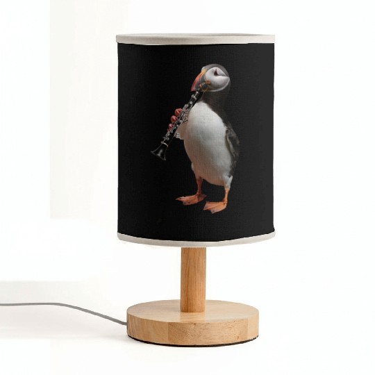 Atlantic Puffin Playing Clarinet Realistic Fabric Lamps