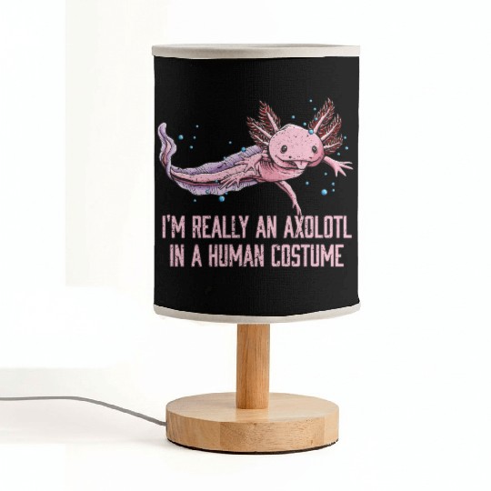 Axolotl in Human Costume Funny Salamander Humor Ax Fabric Lamps